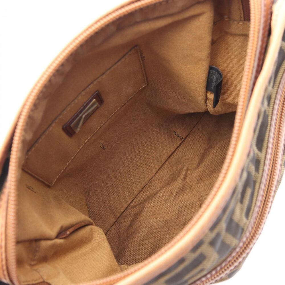 Fendi Zucca Shoulder Bag/Handbag, Canvas and Leather, Women's, Brown/Black, 7... - Picture 3 of 10